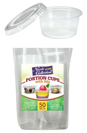 2 oz. Portion Cups w/ Lids - Clear - 50 Sets - Nicole Home Collection