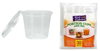 5.5 oz. Plastic Portion Cup w/ Lid - Clear - 30-Packs - Nicole Home Collection