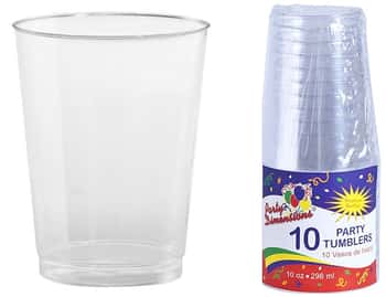 10 oz. Clear Plastic Tumbler 10-Packs - Party Dimensions