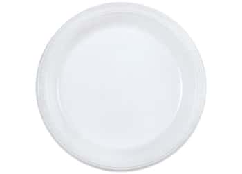 White Plastic 10'' Plates by Hanna K. Signature - 50-Packs