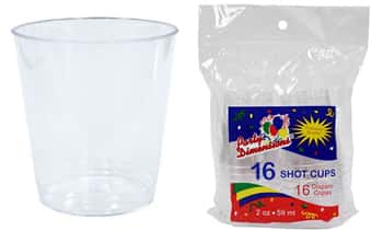 2 oz. Clear Plastic Shot Cup Tumblers 16-Packs - Party Dimensions