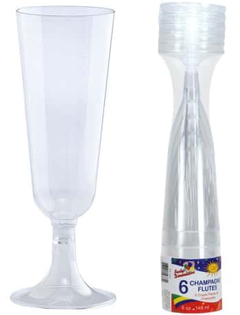 5 oz. 2-Piece Clear Champagne Flute 6-Packs - Party Dimensions