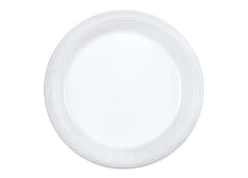 White Plastic 9'' Plates by Hanna K. Signature - 100-Packs