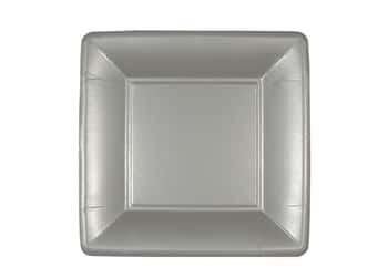 Silver Square 7'' Paper Dinner Plates by Lillian - 24-Packs