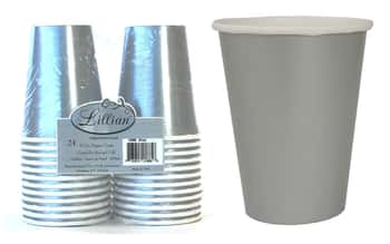 Solid Silver 9 oz. Hot/Cold Paper Cup 24-Packs - Lillian