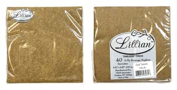 Texture Gold Beverage Paper Napkins 40-Packs - Lillian
