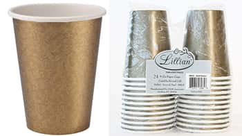 Gold Texture 9 oz. Hot/Cold Paper Cup 24-Packs - Lillian