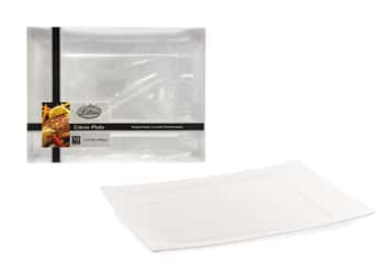Rectangular Clear Plastic Entree Plates - 10-Packs