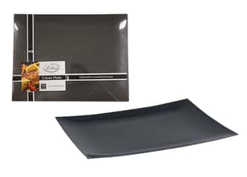 Rectangular Black Plastic Entree Plates - 10-Packs
