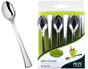 Mini Polished Silver Plastic Spoons - Lillian