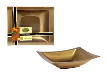 Rectangular Gold Plastic Soup Bowls by Lillian - 12oz - 10-Packs