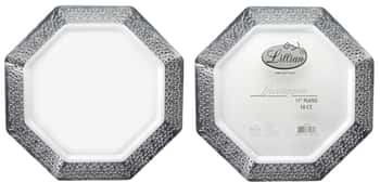 Lacetagon - 11" Pearl Plate - Silver Rim - 10-Packs - Lillian