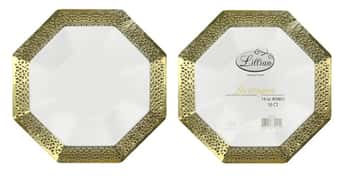 Lacetagon - 14 oz. Pearl Bowl - Gold Rim - 10-Packs - Lillian