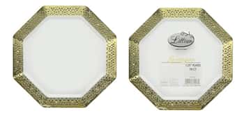 Lacetagon - 7.25" Pearl Plate - Gold Rim - 10-Packs - Lillian