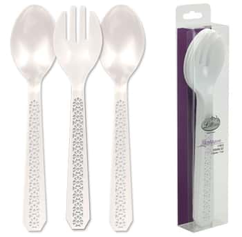 Lacetagon - Serving Set - Two Spoons And One Fork - Pearl - 3-Packs - Lillian
