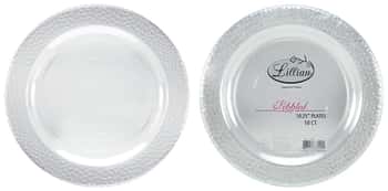 Pebbled - 10.25" Plastic Plate - Clear - 10-Packs - Lillian