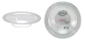Pebbled - 14 oz. Plastic Bowl - Clear - 10-Packs - Lillian