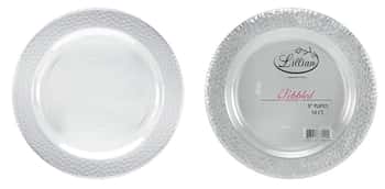 Pebbled - 9" Plastic Plate - Clear - 10-Packs - Lillian