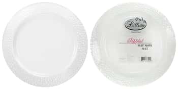 Pebbled - 10.25" Plastic Plate - Pearl - 10-Packs - Lillian