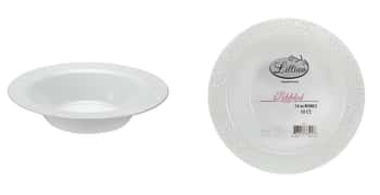Pebbled - 14 oz. Plastic Bowl - Pearl - 10-Packs - Lillian