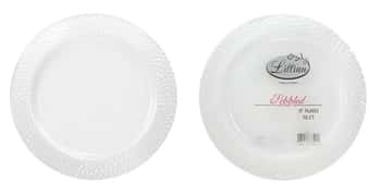 Pebbled - 9" Plastic Plate - Pearl - 10-Packs - Lillian