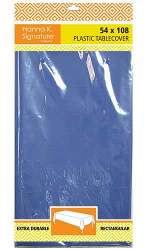 54" X 108" Rectangular Heavyweight Plastic Tablecloth - Blue - Hanna K. Signature