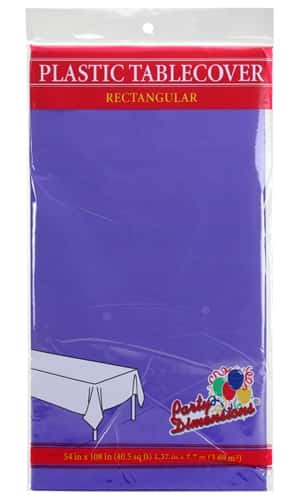 54" X 108" Rectangular Plastic Tablecloth - Purple - Party Dimensions