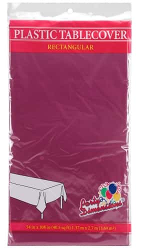 54" X 108" Berry Rectangular Plastic Tablecloth - Party Dimensions