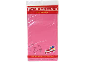 Hot Pink Rectangle Plastic Tablecloths by Party Dimensions - 54'' x 108''