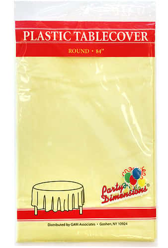 84" Yellow Round Plastic Tablecloth 36-Packs - Party Dimensions