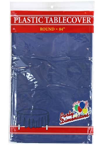 84" Blue Round Plastic Tablecloth 36-Packs - Party Dimensions