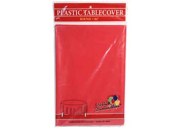 Red Round Plastic Tablecloths by Party Dimensions -  84''