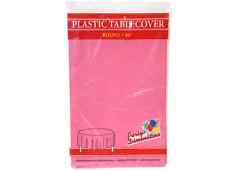 Hot Pink Round Plastic Tablecloths by Party Dimensions -  84''