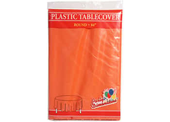 Orange Round Plastic Tablecloths by Party Dimensions -  84''