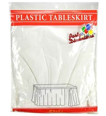 29" X 14' Plastic Tableskirt - White - Party Dimensions