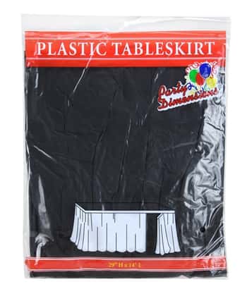 29" X 14' Black Plastic Tableskirt 36-Packs - Party Dimensions