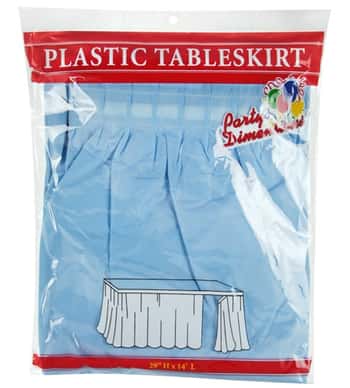 29" X 14' Light Blue Plastic Tableskirt 36-Packs - Party Dimensions