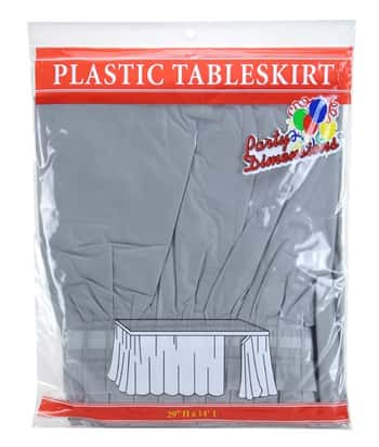 29" X 14' Silver Plastic Tableskirt 36-Packs - Party Dimensions