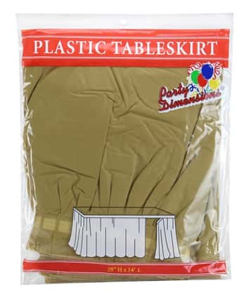 29" X 14' Gold Plastic Tableskirt 36-Packs - Party Dimensions