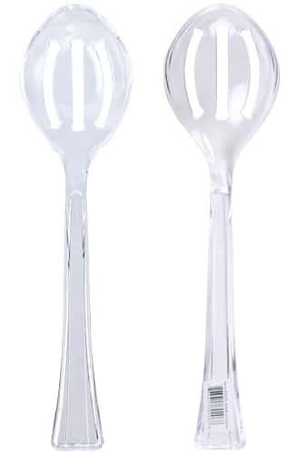 Clear Heavyweight Plastic Slotted Salad Serving Spoon - Lillian
