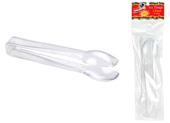6" Mini Clear Plastic Ice Tongs 2-Packs - Party Dimensions