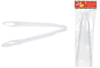 12" Clear Plastic Tongs - Party Dimensions