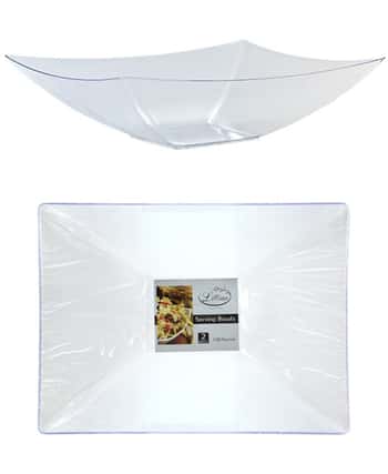 Clear 128 oz. Rectangular Plastic Serving Bowl - 2-Packs - Lillian