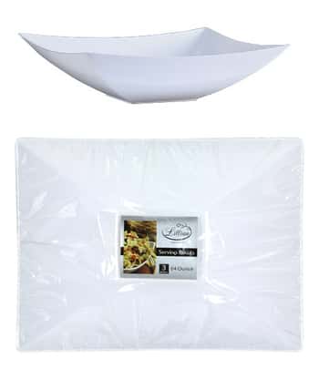 Pearl 64 oz. Rectangular Plastic Serving Bowl - 3-Packs - Lillian