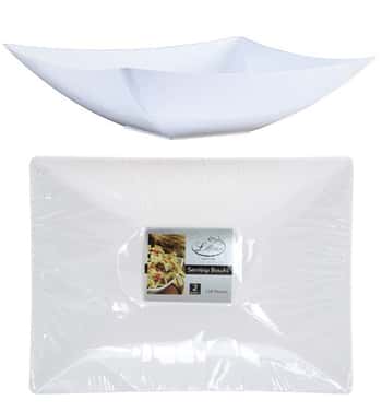 Pearl 128 oz. Rectangular Plastic Serving Bowl - 2-Packs - Lillian