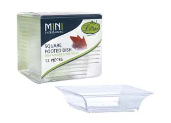 Clear Mini Plastic Square Footed Dishes by Lillian - 12-Packs