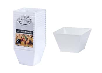 Pearl 8oz Plastic Square Condiment Bowls by Lillian - 20-Packs