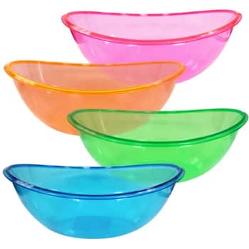 80 oz. Neon Oval Contoured Bowls 4 Assorted Colors - Party Dimensions Neons