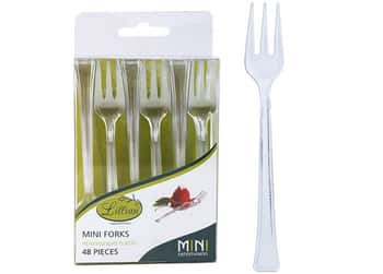 Clear Mini Plastic Forks by Lillian - 48-Packs