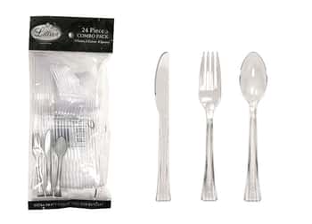 Clear Plastic Cutlery 24 Piece Sets by Lillian - 24-Packs